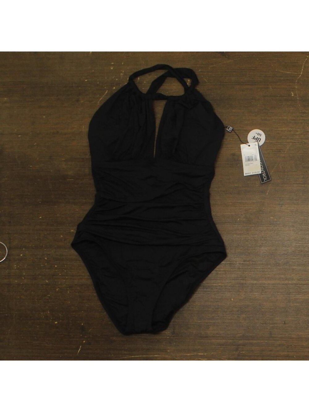 La Blanca Island Goddess High Neck Keyhole Mio One Piece Swimsuit Black 8